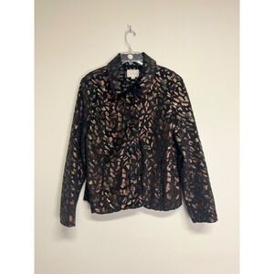 Erin London Women's Black & Metallic Gold‎ Patterned Jacket Size M